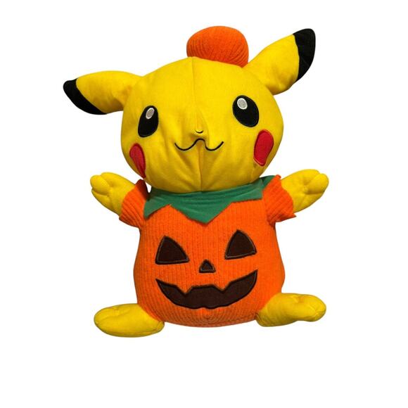 Pokemon Stuffed Plush Doll Pumpkin Pikachu 14" The Toy Factory - Picture 1 of 10